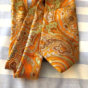 Peter Mellar Orange Paisley Silk Tie